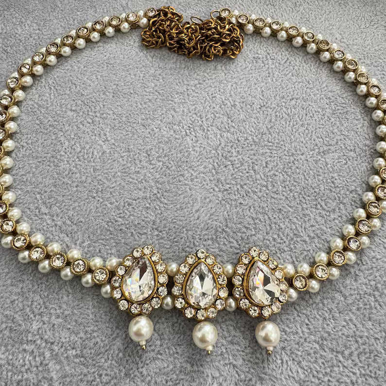 Antique Stone Pearl Belly Chain/Kundan Belly chain/Polki Belt/Indian waist belt/Kamarpatta/waist chain/jewelry belt/Kamarbandh/Kundan Belt