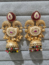 Ruby Kashmiri Long Jhumka, Gold-plated Long Dangler Earrings/Brass Jhumkas/Ethnic Gungroo earrings/Trendy earrings/Statement earrings