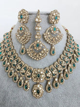Green Shadow Stones Kundan Necklace Set/Stone Kundan Choker/Bollywood Jewelry/ Indian jewelry/Pakistani necklace/ punjabi/indian wedding