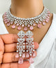 Pink Silver American Diamond necklace/Diamond/CZ Stones Necklace Set/Elegant/Unique Jewelry/Indian/Pakistani/Bollywood/Indian Wedding/Bridal