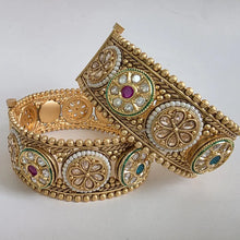 Ruby Grren premium KundanGold-plated Polki openable bangle pair/Statement Kada/Kundan Bangles/Bridal Bangle/Indian Wedding/Pakistani/Punjabi