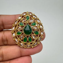 Large Gold plated Polki Ring/Adjustable Ring/Indian Ring/ Pakistani/ Indian Jewelry/Bollywood Jewelry/Indian Wedding jewelry