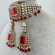 Ruby Red Doublet Moissanite Polki CZ Diamond Choker Necklace, Indian Jewelry,Sabyasachi Bridal Necklace,Designer Jewelry,Indian Wedding