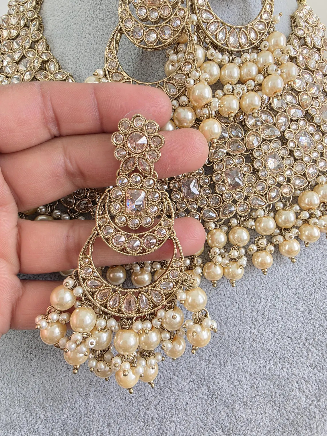 Bridal Antique Polki Kundan necklace set/Statement necklace Set/Indian Jewelry/Pakistani Jewelry set/Wedding necklace/Bridal necklace/Indian