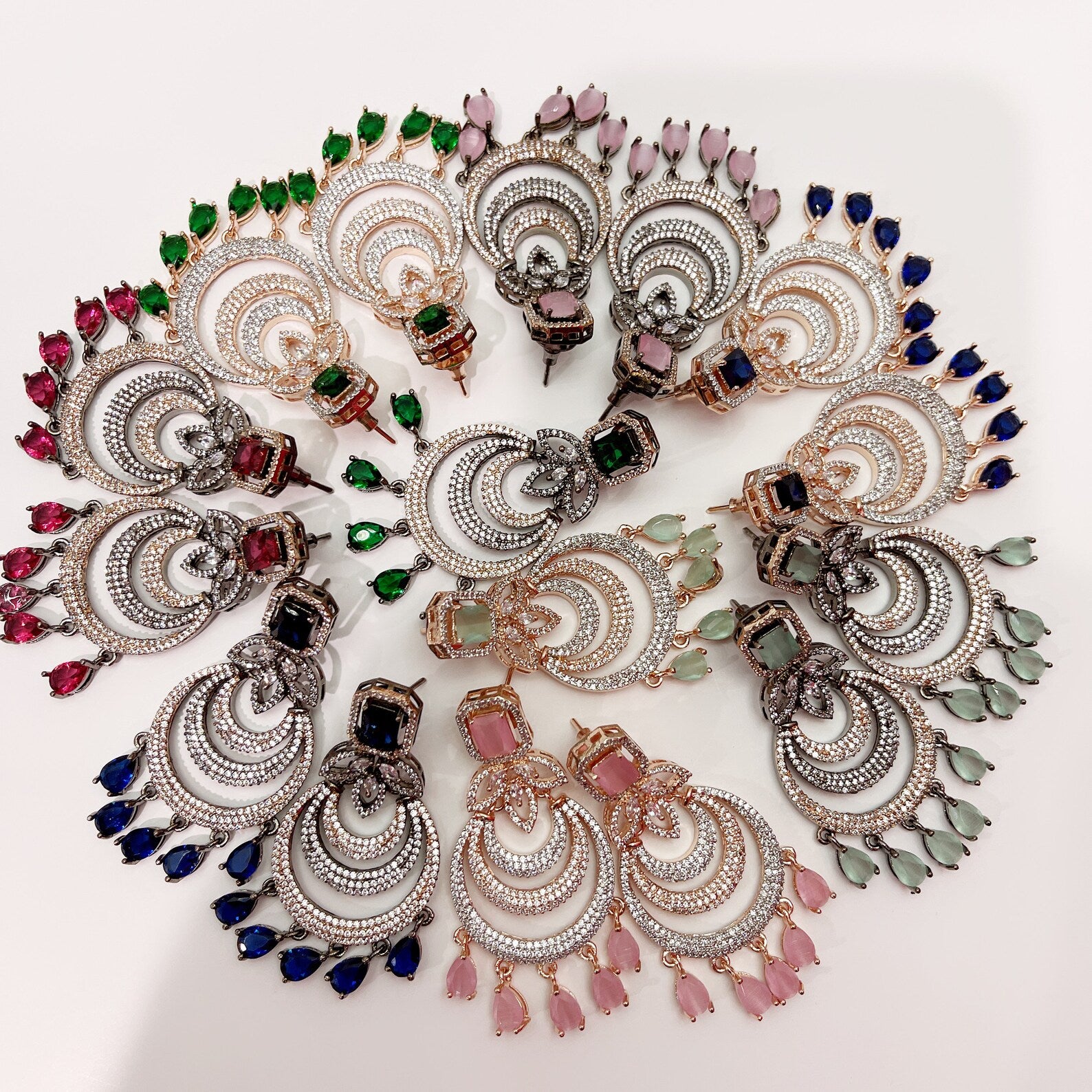 American Diamond earrings/Indian Jewelry/Pakistani Jewelry/Bollywood Jewelry/CZ earrings/AD earrings/Statement earrings/Gift for her