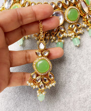 Mint Monalisa Stone Kundan necklace/Statement necklace/Indian Jewelry/Pakistani Jewelry/Weddings necklace/Bridal necklace/Indian necklace