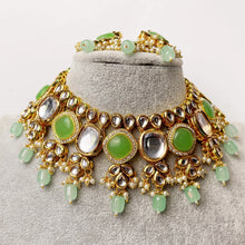 Mint Monalisa Stone Kundan necklace/Statement necklace/Indian Jewelry/Pakistani Jewelry/Weddings necklace/Bridal necklace/Indian necklace