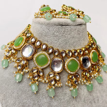 Mint Monalisa Stone Kundan necklace/Statement necklace/Indian Jewelry/Pakistani Jewelry/Weddings necklace/Bridal necklace/Indian necklace