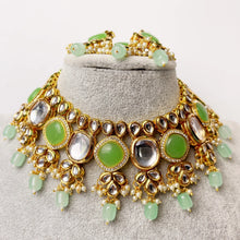 Mint Monalisa Stone Kundan necklace/Statement necklace/Indian Jewelry/Pakistani Jewelry/Weddings necklace/Bridal necklace/Indian necklace