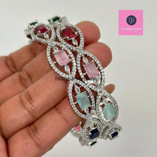 Set of 2 Purple/Multi Cz silver American Diamond bangles/CZ Bangles/silver Bracelet/Indian Bangles/Indian Pakistani wedding bridal jewelry