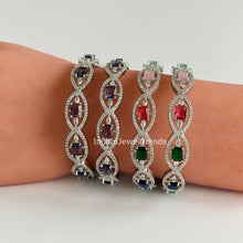 Set of 2 Purple/Multi Cz silver American Diamond bangles/CZ Bangles/silver Bracelet/Indian Bangles/Indian Pakistani wedding bridal jewelry