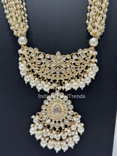 Pearl Kundan Long Necklace set/Indian Jewelry/Gold Long necklace/Rani haar/Indian wedding /Bridal Pearl necklace Bollywood Bridesmaid Gift