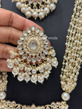 Pearl Kundan Long Necklace set/Indian Jewelry/Gold Long necklace/Rani haar/Indian wedding /Bridal Pearl necklace Bollywood Bridesmaid Gift