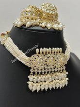 Pearl Kundan Necklace set/Indian Jewelry/Gold pakistani maangtikka necklace/indian wedding /Bridal Teeka Headpiece Bollywood Bridesmaid Gift