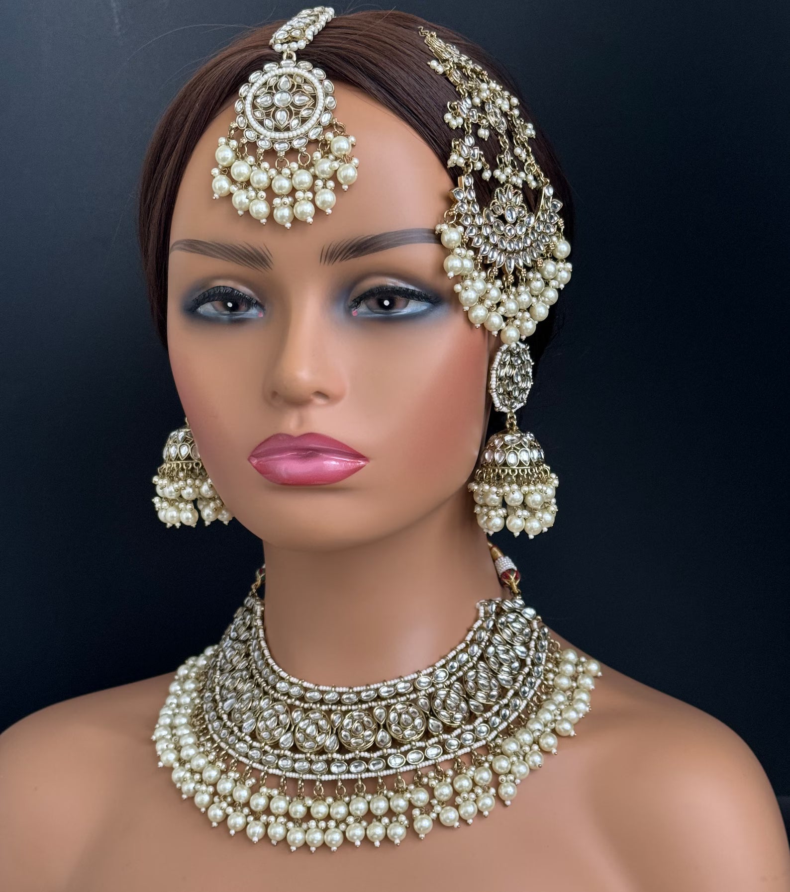 White Bridal Kundan Pearl Necklace Set/ Kundan Choker/ Bollywood Jewelry/ Indian jewelry/ Pakistani/ punjabi necklace/bridal /indian wedding
