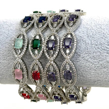 Set of 2 Purple/Multi Cz silver American Diamond bangles/CZ Bangles/silver Bracelet/Indian Bangles/Indian Pakistani wedding bridal jewelry