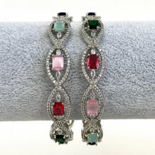 Set of 2 Purple/Multi Cz silver American Diamond bangles/CZ Bangles/silver Bracelet/Indian Bangles/Indian Pakistani wedding bridal jewelry