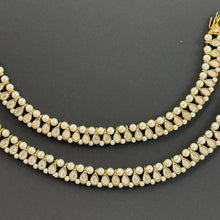 Mirror Kundan Pearl Anklet Pair, Payal, Jhanjran, Panjeb,Indian Traditional Anklets,Indian Jewelry,Pakistani Jewelry