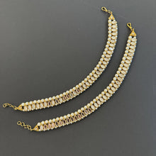 Mirror Kundan Pearl Anklet Pair, Payal, Jhanjran, Panjeb,Indian Traditional Anklets,Indian Jewelry,Pakistani Jewelry
