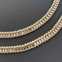 Mirror Kundan Pearl Anklet Pair, Payal, Jhanjran, Panjeb,Indian Traditional Anklets,Indian Jewelry,Pakistani Jewelry