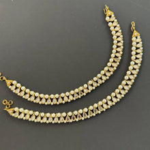 Mirror Kundan Pearl Anklet Pair, Payal, Jhanjran, Panjeb,Indian Traditional Anklets,Indian Jewelry,Pakistani Jewelry