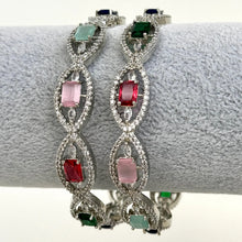 Set of 2 Purple/Multi Cz silver American Diamond bangles/CZ Bangles/silver Bracelet/Indian Bangles/Indian Pakistani wedding bridal jewelry