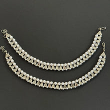 Mirror Kundan Pearl Anklet Pair, Payal, Jhanjran, Panjeb,Indian Traditional Anklets,Indian Jewelry,Pakistani Jewelry