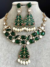 Green Victorian Sabyasachi inspired uncut polki Kundan Necklace,Indian Bridal Jewelry,Bollywood Sabyasachi Necklace,Designer Necklace