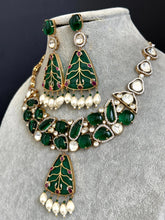 Green Victorian Sabyasachi inspired uncut polki Kundan Necklace,Indian Bridal Jewelry,Bollywood Sabyasachi Necklace,Designer Necklace
