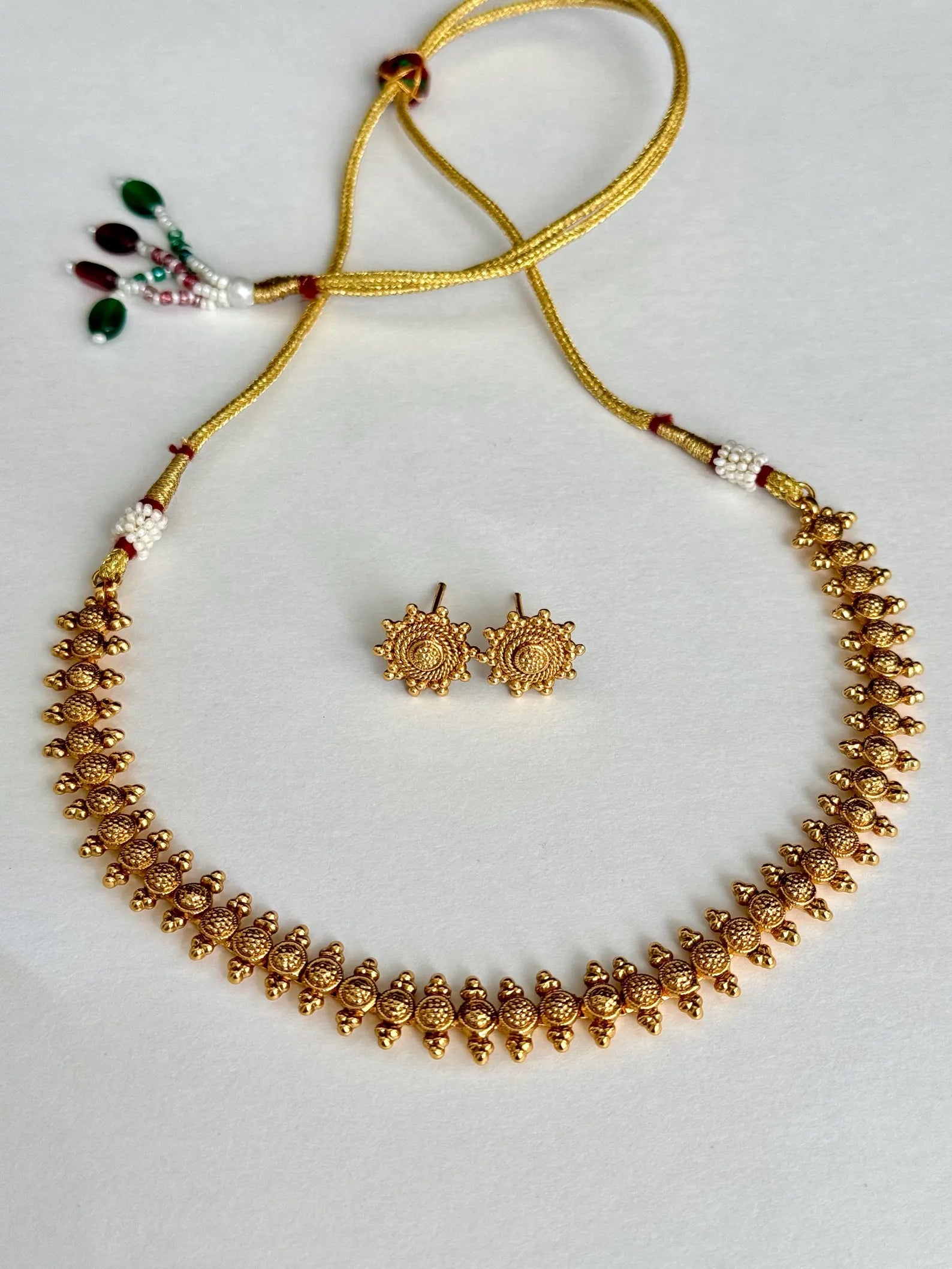 Antique Gold Delicate Necklace/South Indian Jewelry/Temple Jewelry/Guttapusalu Necklace/Wedding necklace/Bridal necklace/Indian necklace