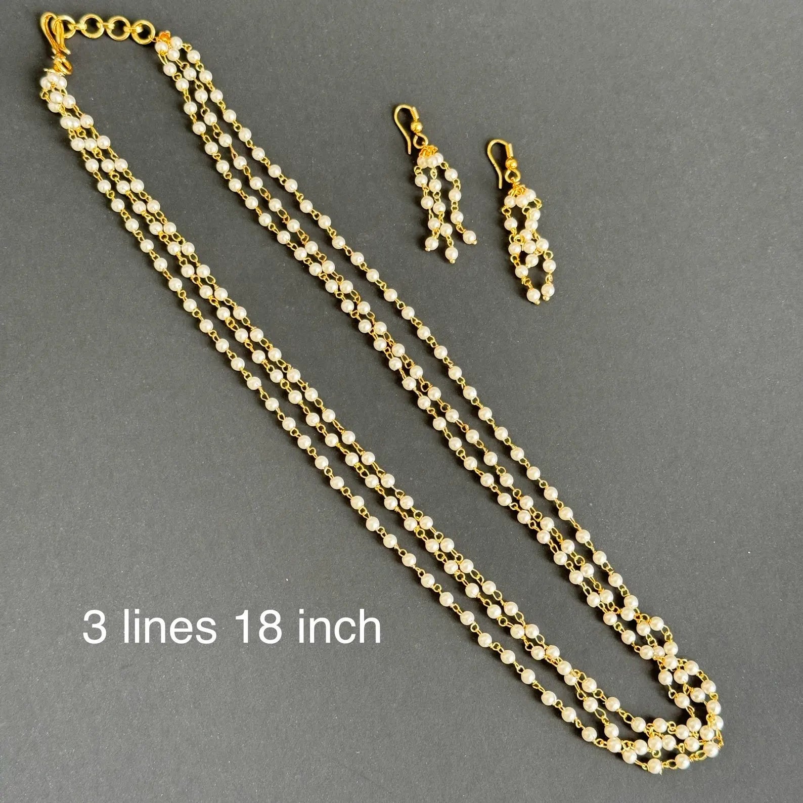 Antique Pearl Mala Necklace With Gold Plating\ Antique Gold Long Necklace/Indian Necklace/South Indian Necklace/Long Necklace/Indian Jewelry