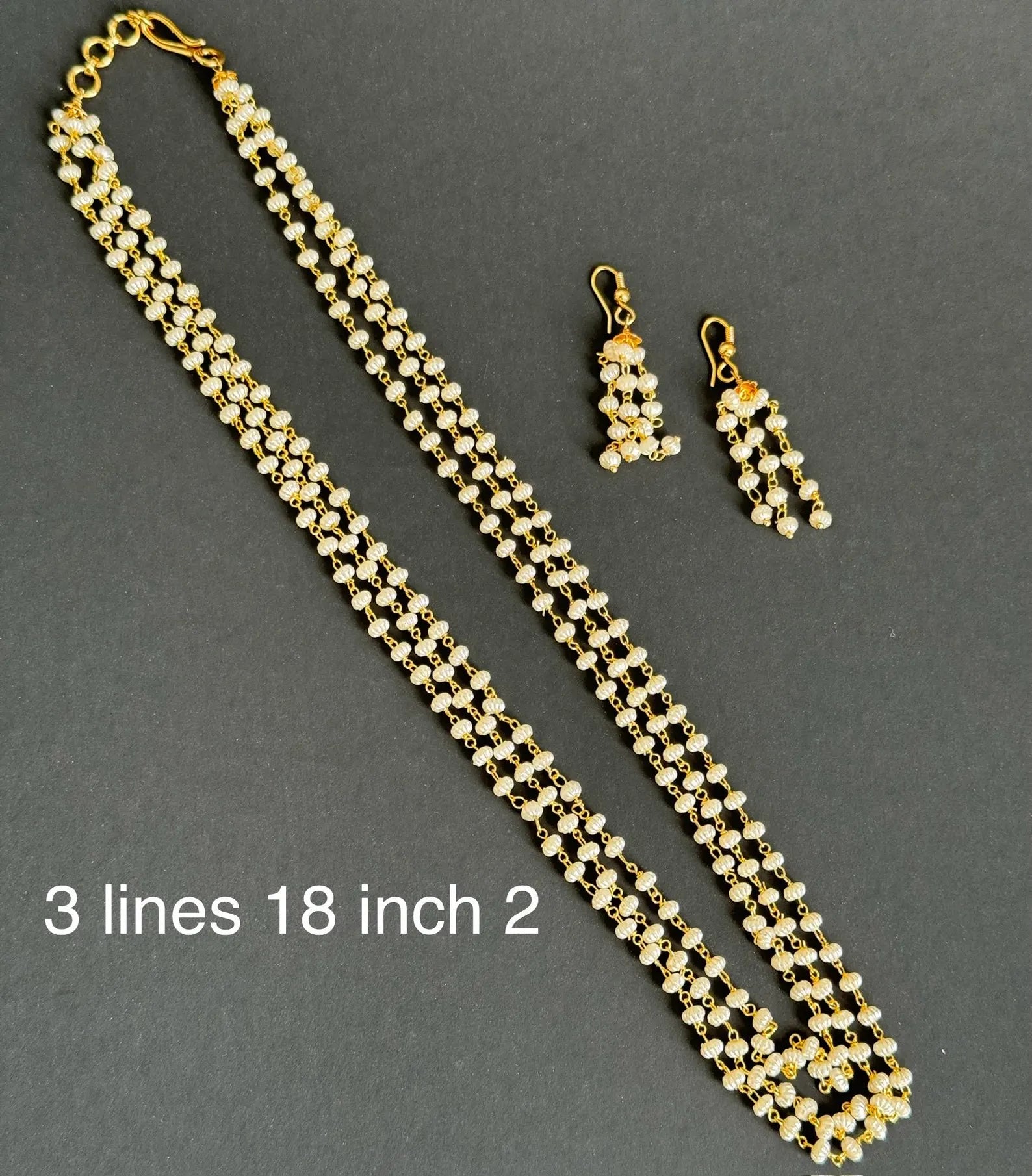 Antique Pearl Mala Necklace With Gold Plating\ Antique Gold Long Necklace/Indian Necklace/South Indian Necklace/Long Necklace/Indian Jewelry