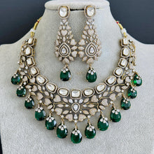 Emerald Victorian Moissanite Polki Necklace, Premium Indian Jewelry Sabyasachi Necklace Indian Bridal Necklace Bollywood Celebrity Jewelry
