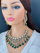 Emerald Victorian Moissanite Polki Necklace, Premium Indian Jewelry Sabyasachi Necklace Indian Bridal Necklace Bollywood Celebrity Jewelry
