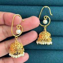 Gold plated Pearl Jhumka/Gold Jhumka/Indian Jewelry/Pakistani/South Indian jhumka earrings/Bridal earring/Indian wedding, Gift for her