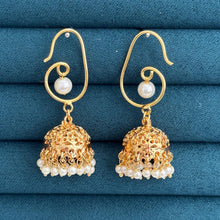 Gold plated Pearl Jhumka/Gold Jhumka/Indian Jewelry/Pakistani/South Indian jhumka earrings/Bridal earring/Indian wedding, Gift for her