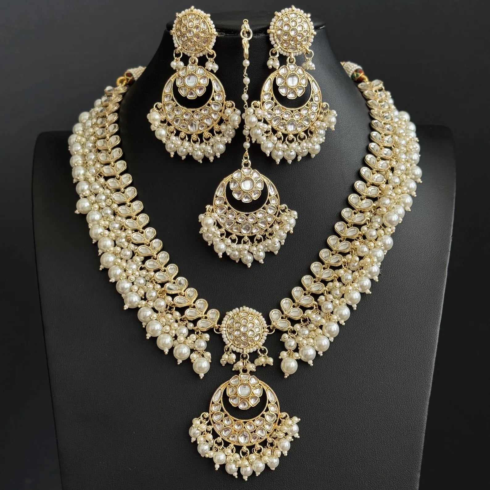 White Pearl Kundan Necklace Set/ Kundan Jewelry/ Bollywood Jewelry/ Indian Jewelry/ Pakistani necklace/Punjabi/bridal /Indian wedding IndianJewelTrends 4.5 out of 5 stars
