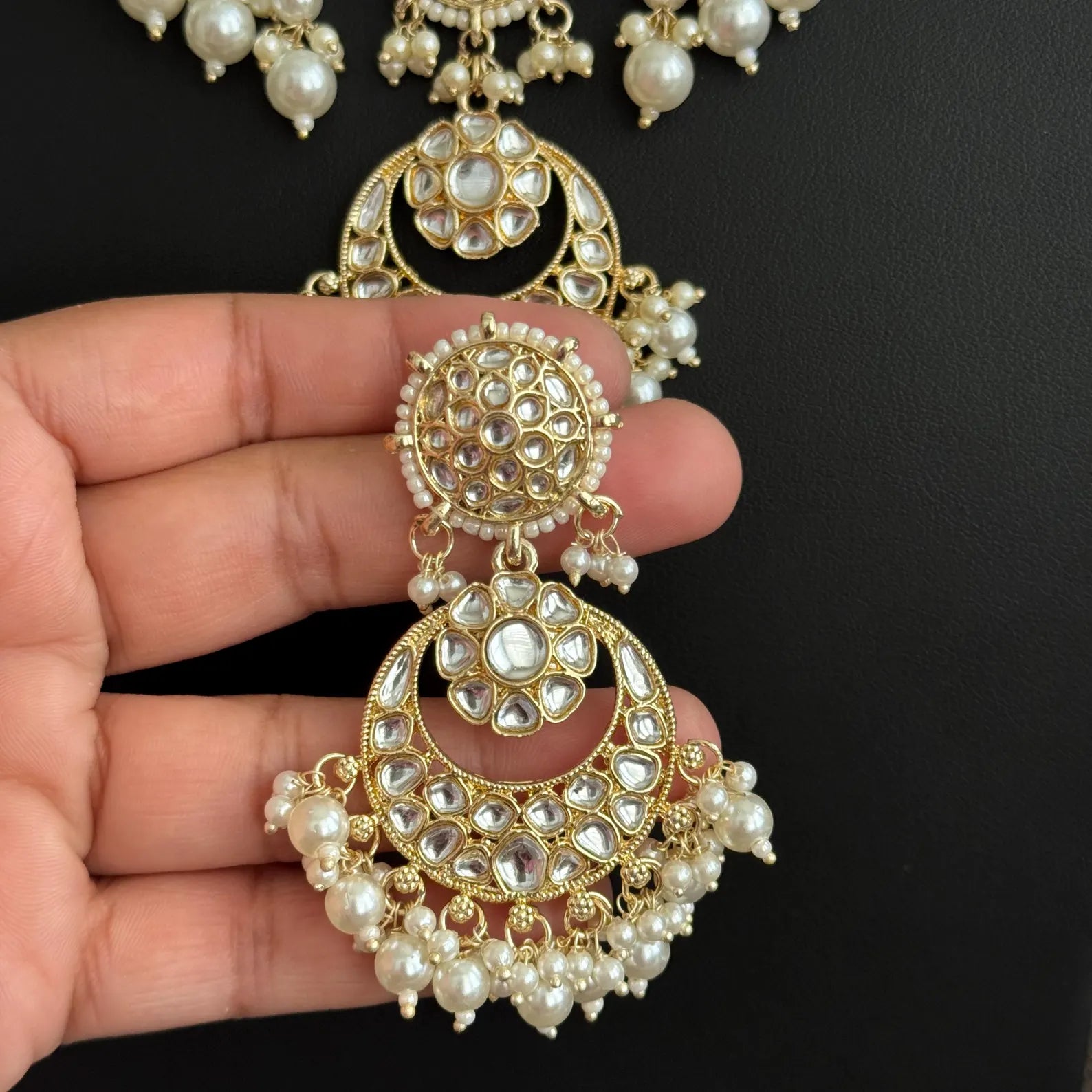 White Pearl Kundan Necklace Set/ Kundan Jewelry/ Bollywood Jewelry/ Indian Jewelry/ Pakistani necklace/Punjabi/bridal /Indian wedding IndianJewelTrends 4.5 out of 5 stars