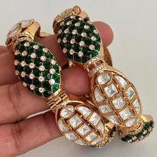 Green Tyaani premium kundan gold plated openable Single Kada bangle/Statement Kada/Designer,Celebrity/Bridal /Indian Wedding/Pakistani