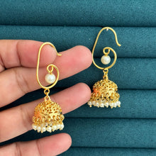 Gold plated Pearl Jhumka/Gold Jhumka/Indian Jewelry/Pakistani/South Indian jhumka earrings/Bridal earring/Indian wedding, Gift for her