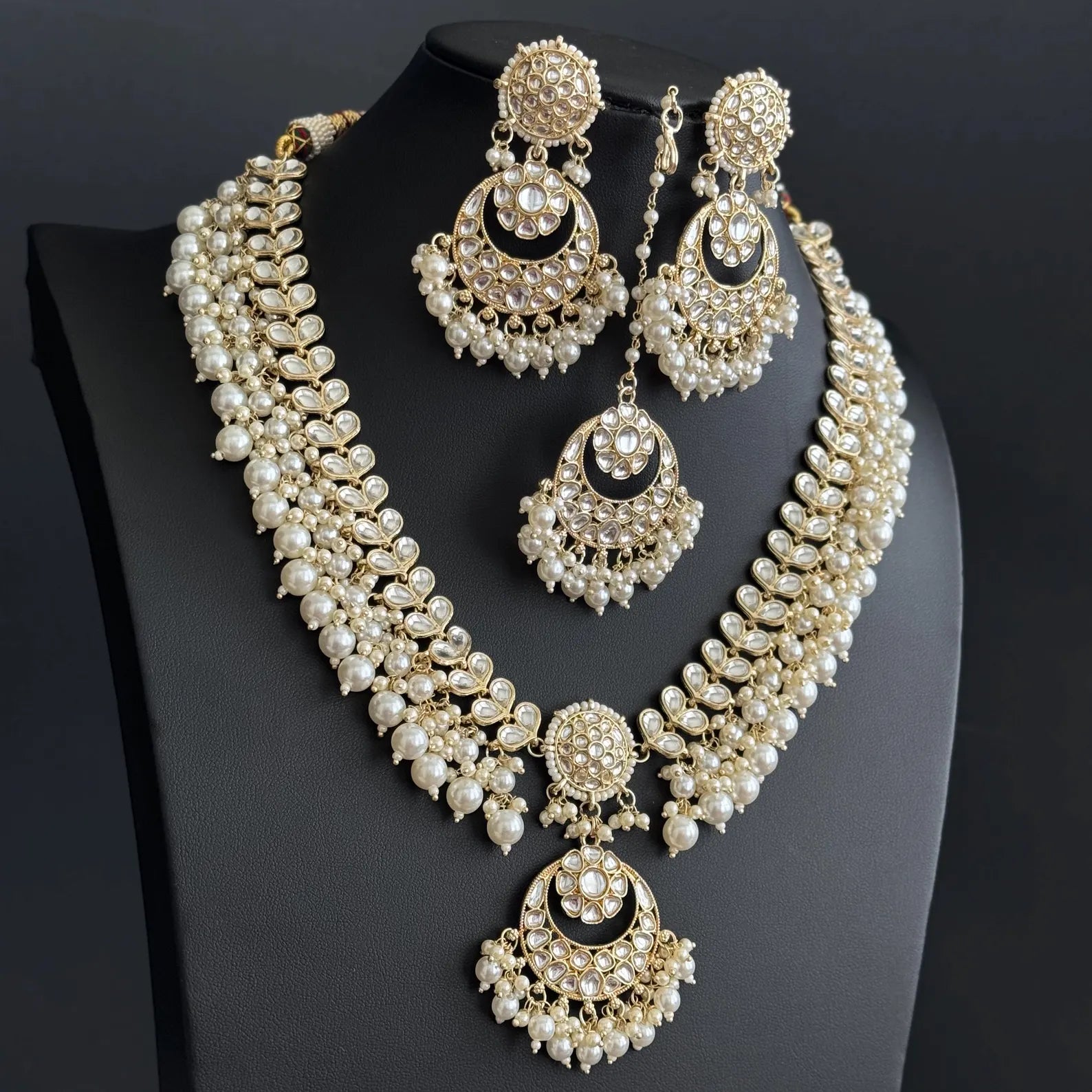 White Pearl Kundan Necklace Set/ Kundan Jewelry/ Bollywood Jewelry/ Indian Jewelry/ Pakistani necklace/Punjabi/bridal /Indian wedding IndianJewelTrends 4.5 out of 5 stars
