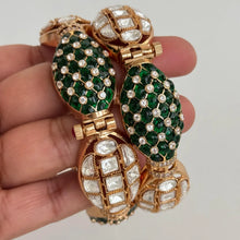 Green Tyaani premium kundan gold plated openable Single Kada bangle/Statement Kada/Designer,Celebrity/Bridal /Indian Wedding/Pakistani