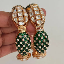 Green Tyaani premium kundan gold plated openable Single Kada bangle/Statement Kada/Designer,Celebrity/Bridal /Indian Wedding/Pakistani
