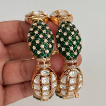 Green Tyaani premium kundan gold plated openable Single Kada bangle/Statement Kada/Designer,Celebrity/Bridal /Indian Wedding/Pakistani