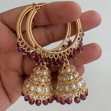 Kundan stone bali Jhumka/hoop jhumka/hoop earrings/Indian Jewelry/Pakistani/Punjabi/Indian/Statement earring/Indian wedding/Jhumka earrings