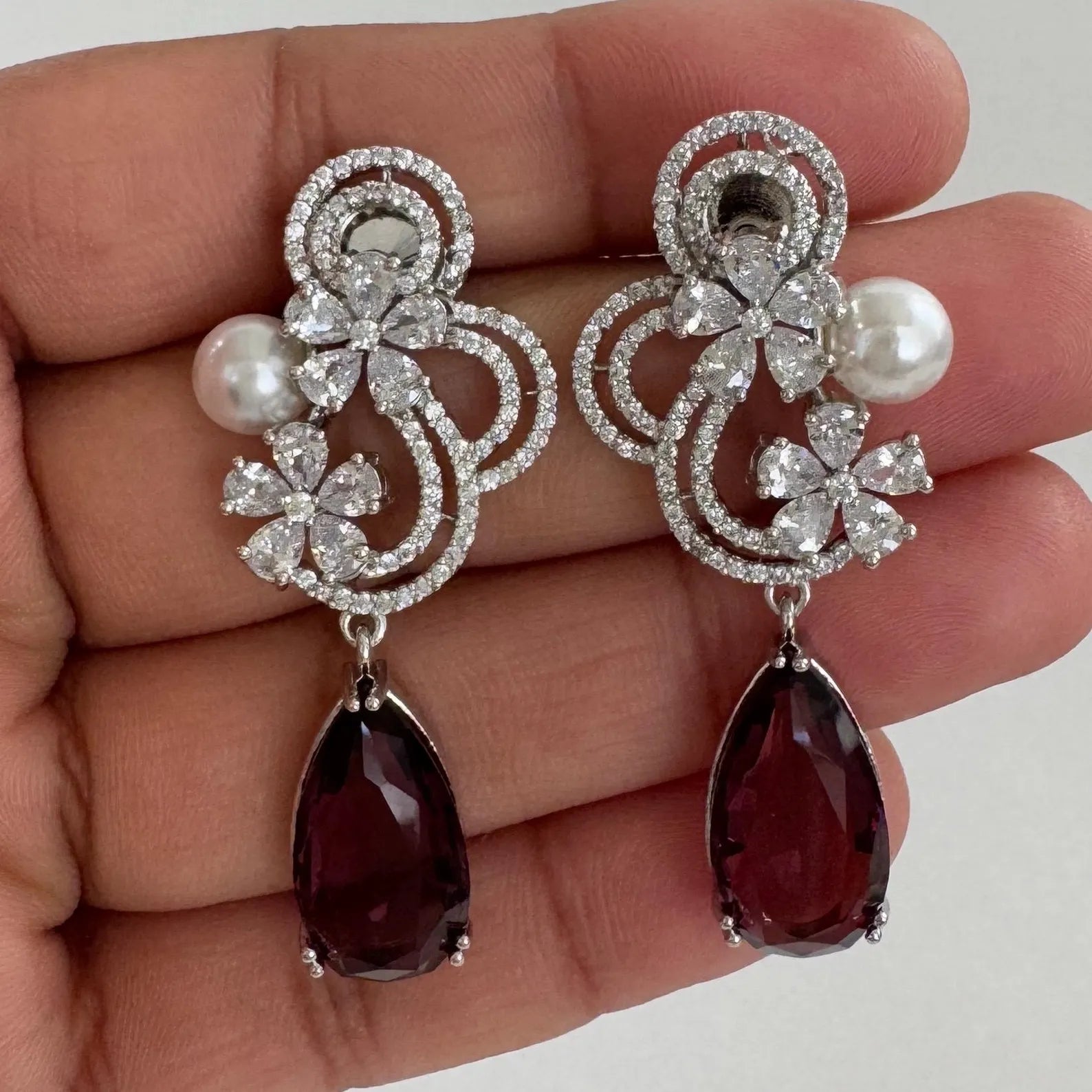 American Diamond earrings/Indian Jewelry/Pakistani Jewelry/Bollywood Jewelry/CZ earrings/AD earrings/Statement earrings/Gift for her