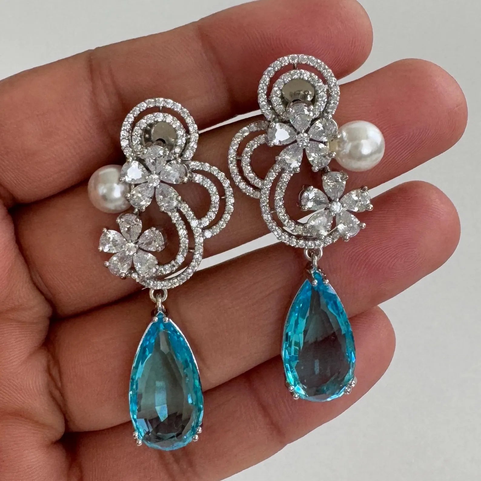American Diamond earrings/Indian Jewelry/Pakistani Jewelry/Bollywood Jewelry/CZ earrings/AD earrings/Statement earrings/Gift for her