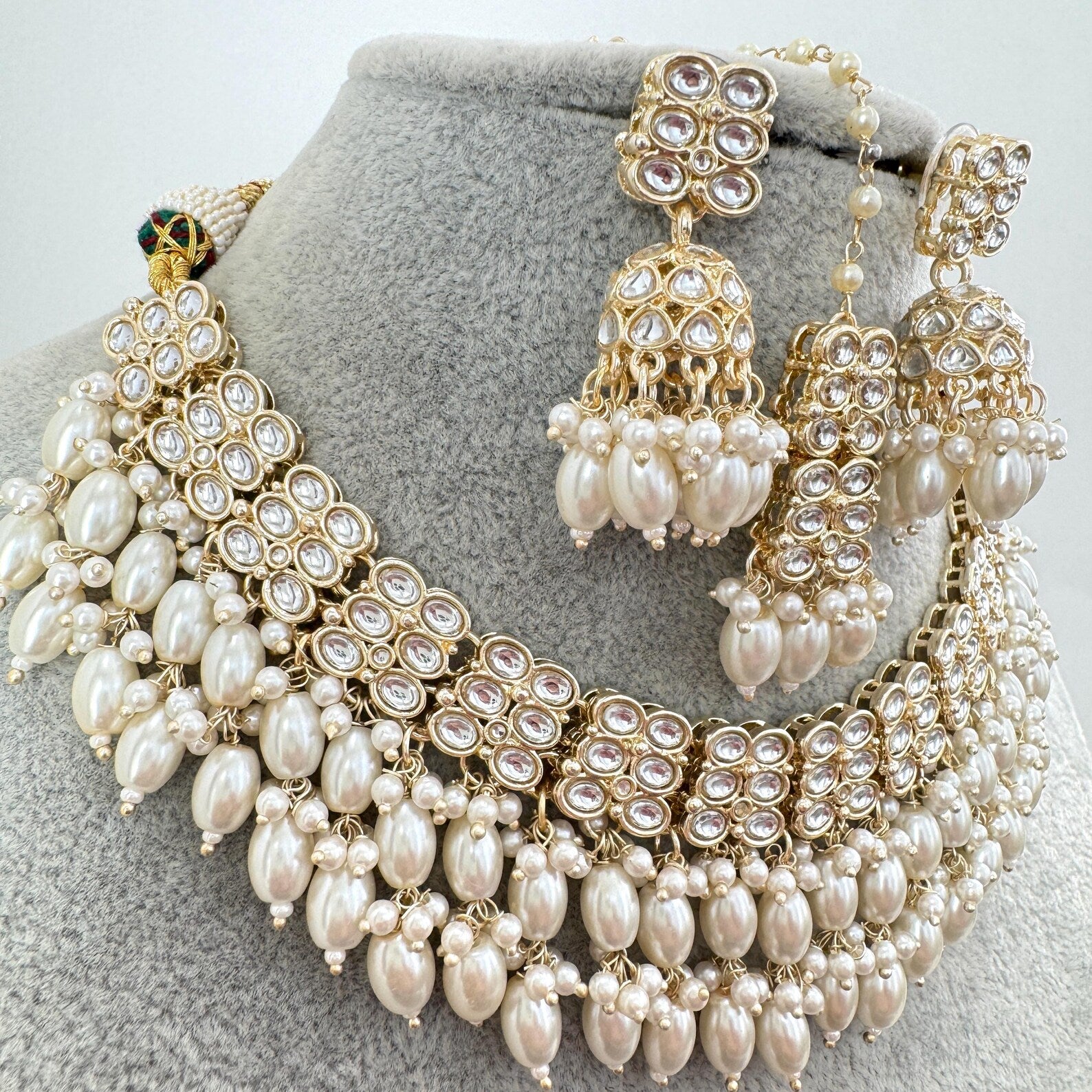 White Kundan Necklace Set/ Kundan Choker/ Bollywood Jewelry/ Indian jewelry/ Pakistani necklace/ punjabi/bridesmaid necklace/indian wedding