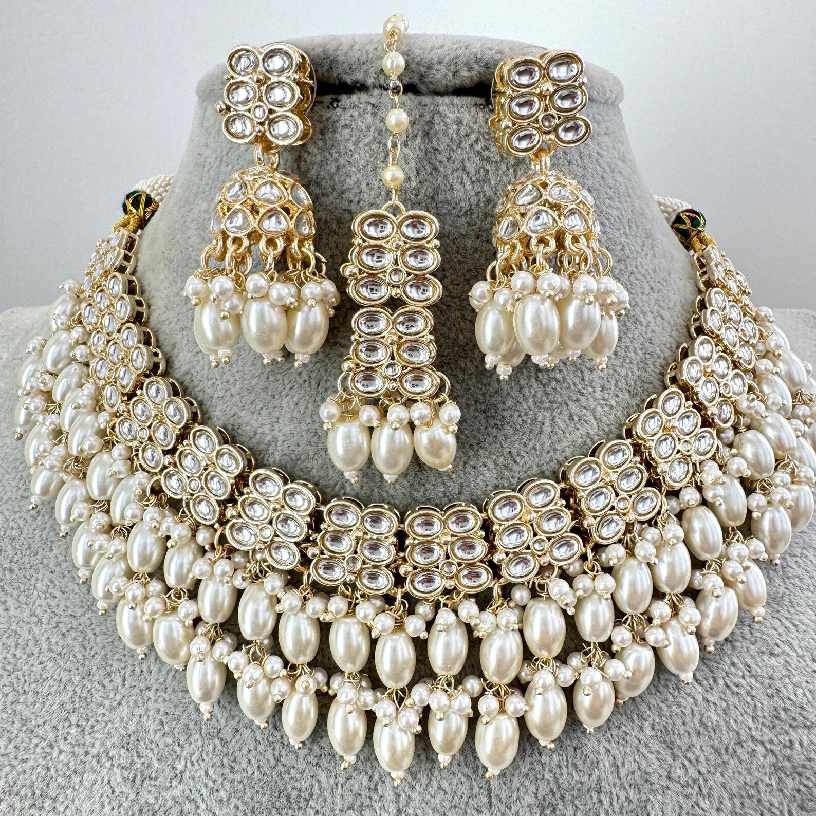 White Kundan Necklace Set/ Kundan Choker/ Bollywood Jewelry/ Indian jewelry/ Pakistani necklace/ punjabi/bridesmaid necklace/indian wedding