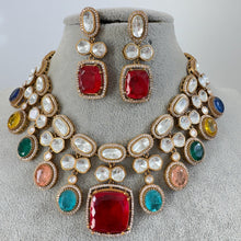 Multi Victorian Doublet Moissanite Polki Necklace, Sabyasachi Inspired Necklace, Celebrity Designer Necklace, Indian Pakistani Jewelry
